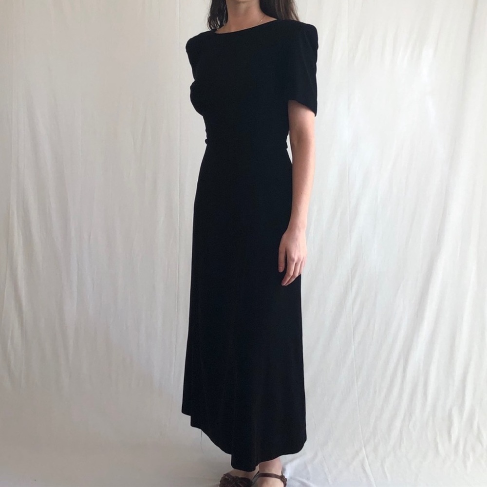 Vintage 90s gown dark green velvet